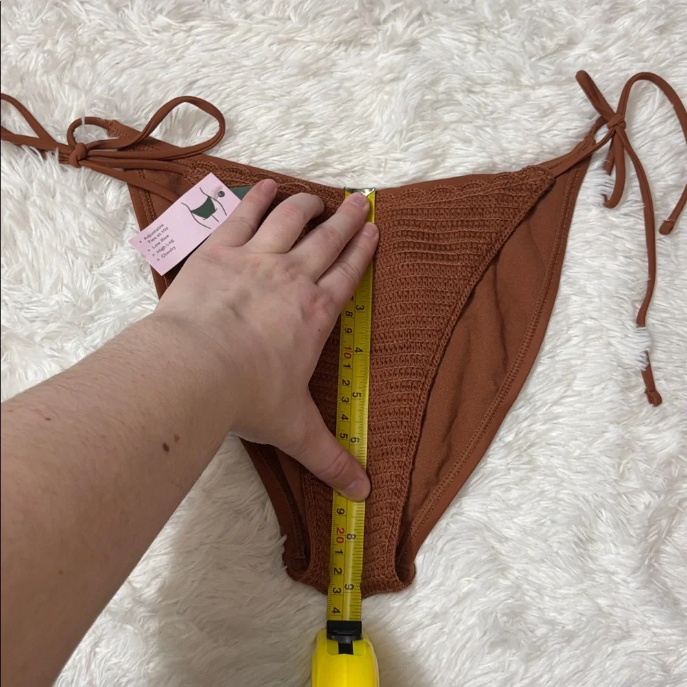 NWT Wild Fable Brown Low Rise High Leg Cheeky Swim Bottoms Only XS